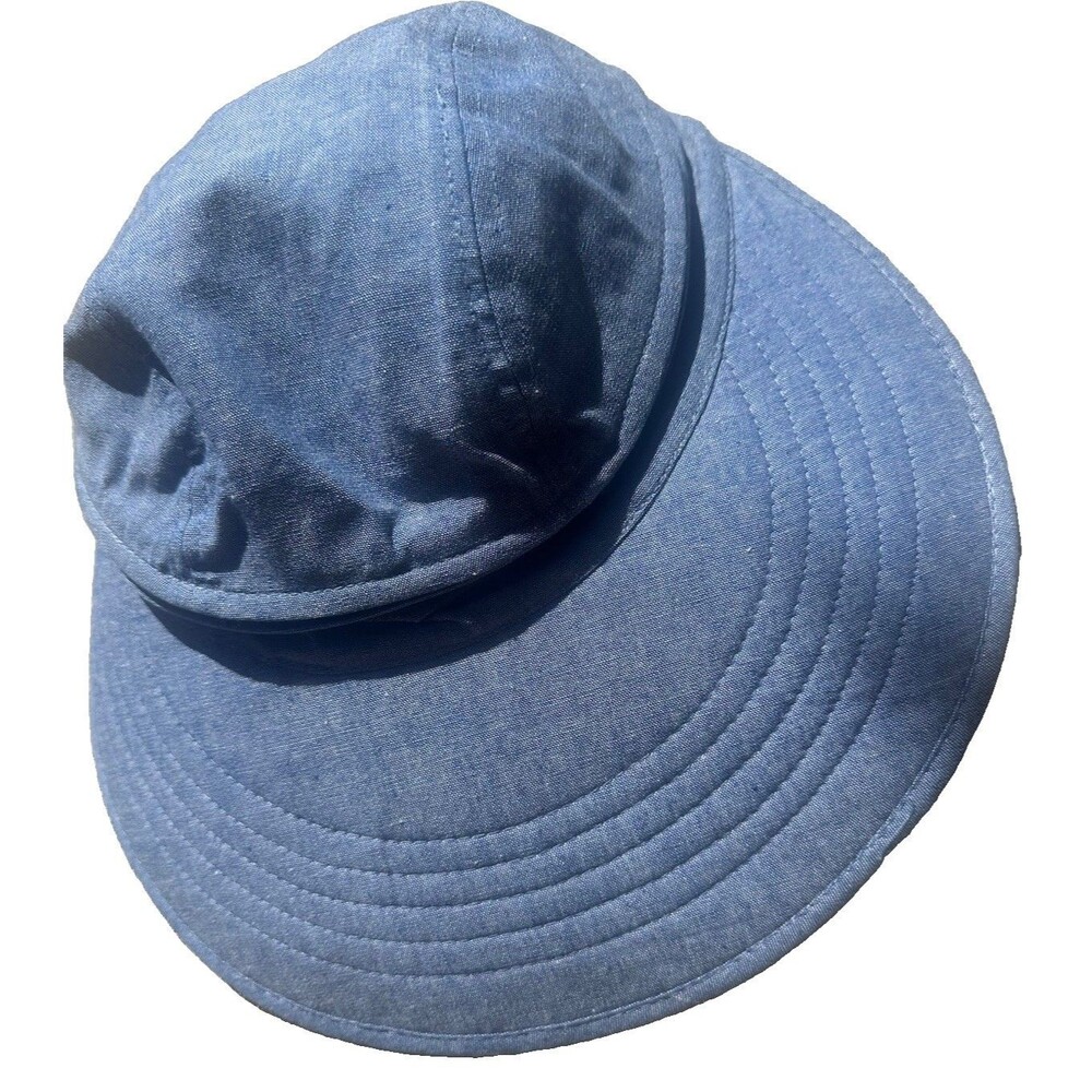 Coolibar UPF Sun Visor Hat Blue Wide Brim Zip Off Crown Convertible One Size